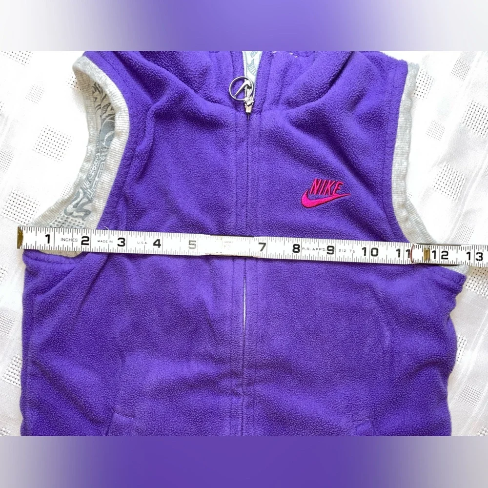 Nike Reversible Vest Girls 6X Purple Fleece Gray Doodle Full Zip Logo